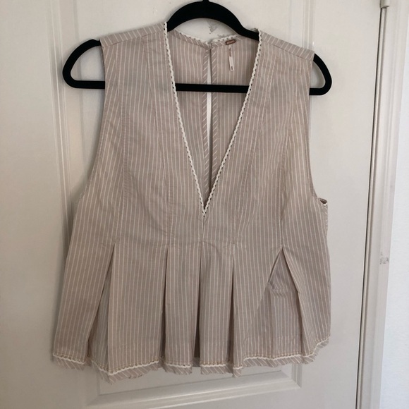 NWOT Free People Good Feels Striped Peplum Top Sz medium sleeveless summer - Picture 5 of 15